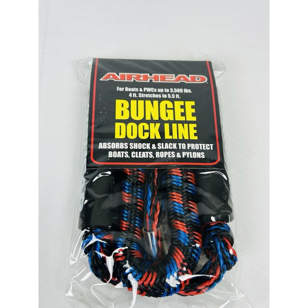 Airhead Bungee Dock Line Boat PWC 3500lb 4ft to 5.5ft AHDL-4 Black Blue Red